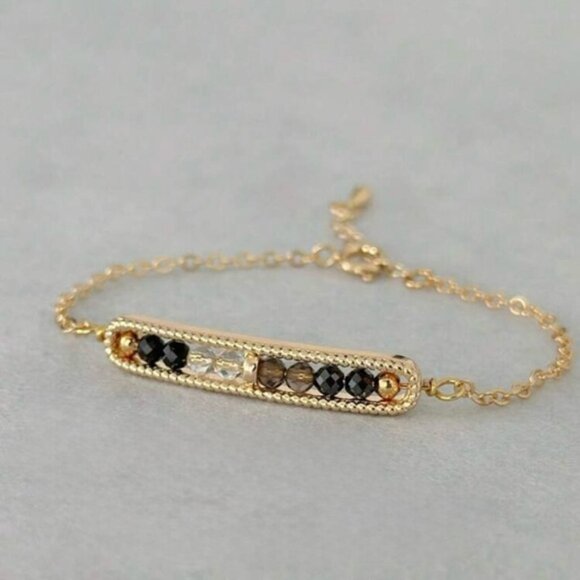 Jewelry - Gold & Black Beaded Bracelet